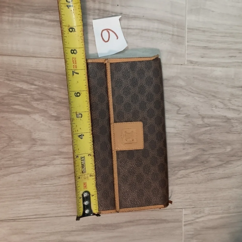 Authentic, Celine Canvas Brown Macadam Long Bi-fold Wallet
